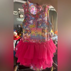 LISA FRANK® MARKIE™ MAGIC RACERBACK TULLE SKIRT BODYSUIT POSH PEANUT 18-24 M